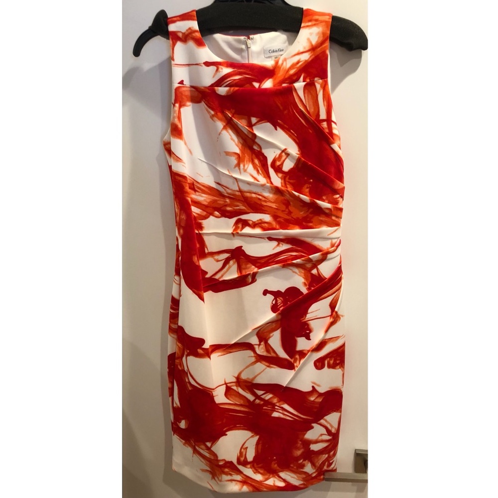 Calvin Klein Red and White Dress